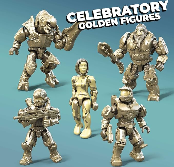 MEGA Halo Action Figure Building Toys Set, 20th Anniversary Character Collector Pack with 352 Pieces, 20 Poseable Articulation Figures, Kids or Adults