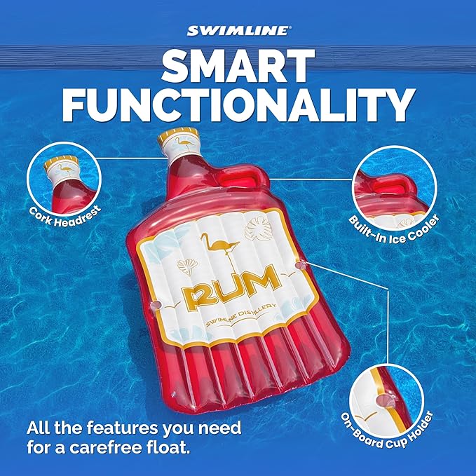 SWIMLINE Inflatable Swimming Pool Float Lounger Raft Mattress, Fun Mat, Rum Runner, Red