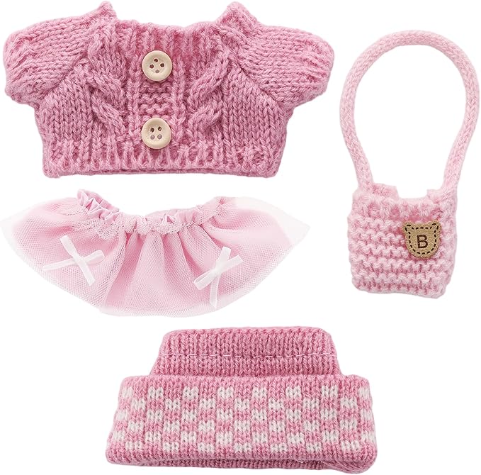 GAGAKU 17cm Doll Clothes Outfit Set, 6.7 inch Mini Dolls Stylish Dress-Up Replacement Clothing, Collectible Accessories, Doll Not Included - Pink Style