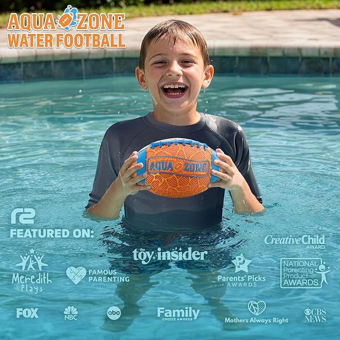 Water Football for Pool & Beach - Best Pool Toys for Kids All Ages - Easy Grip & Soft to Catch Footballs - Fun Outdoor Games Sports Toy - Easter Gifts for Boys 5 6 7 8 9 10 11 12 + Year Old Boy & Girl