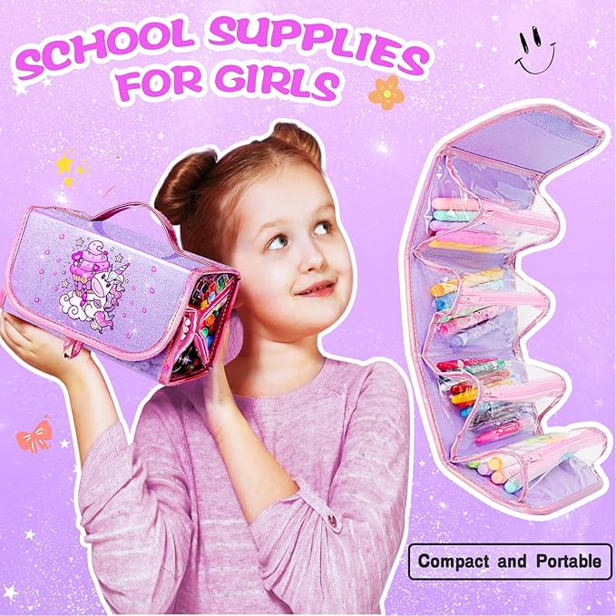 CzoyJoyz 50 Pcs Fruit Scented Washable Markers Set for Girls 4-8, Unicorn Coloring Markers Art Set and School Supplies Birthday Gifts Toys for 4 5 6 7 8 Year Old Girls (Purple)