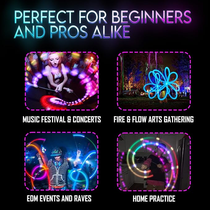 OrbPoi Pro Set - Orb Poi Pro w/Non LED Knob Handles - USB Rechargeable Contact LED Poi Balls w/ 40+ Color Modes & Patterns - LED Poi Spinning Balls w/Soft Durable Cases - Flow Arts Toy, UltraPoi