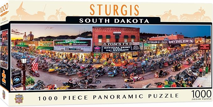 MasterPieces - 1000 Piece Jigsaw Puzzle, Sturgis Motorcycle Rally Panoramic, Fun for Adults, Family, Kids 13" x39
