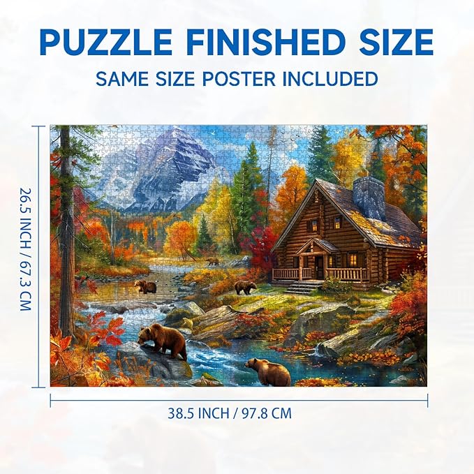 Jigsaw Puzzles 2000 Pieces for Adults Families Bear Village Pieces Fit Together Perfectly