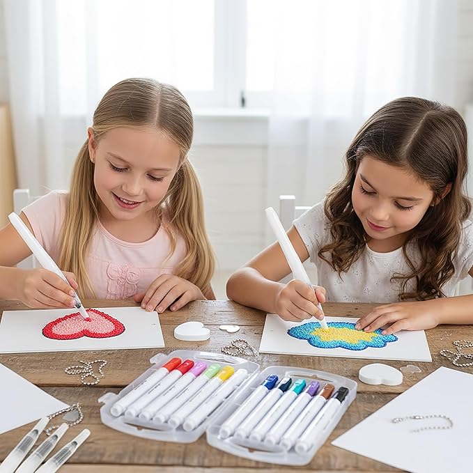 Magic Puffy Paint Kit for Kids, 56 Pcs Aqua Puffs 3D Art Foam Texture Painting Kit with 30 Magic Foam Texture Papers, 12 Drawing Markers, 3 Water Pens, 10 Bead Chains and A Easel for DIY Crafts