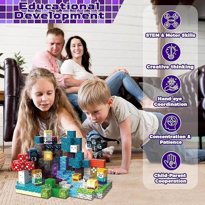 200PCS Magnetic Blocks with Light Up Blocks - Magnetic Building Blocks, Magnetic Cubes STEM Sensory Learning Toys for Kids, Birthday Gifts for Boys and Girls Ages 3+