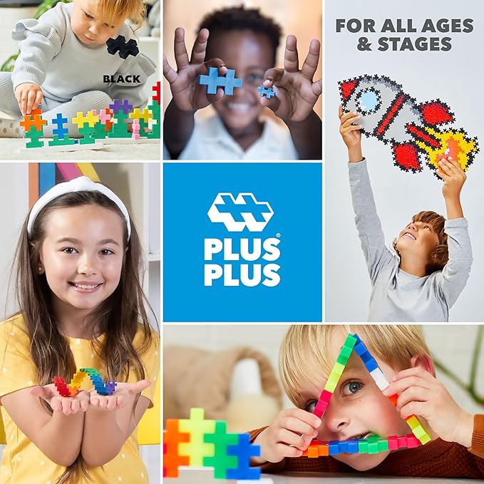 PLUS PLUS Learn to Build Set, Interlocking Mini Building Blocks, 3D Puzzle Construction Stem Toy for Kids - Glow in The Dark Mix, 400 Pieces