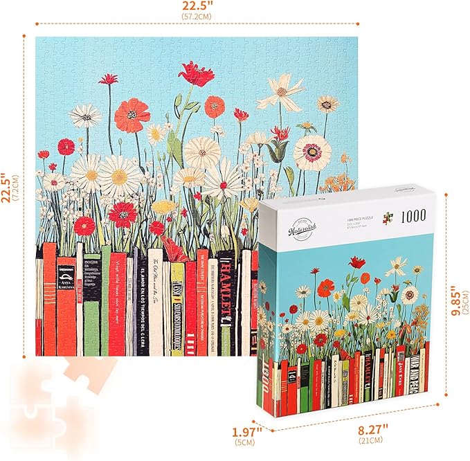 Jigsaw Puzzles for Adults 1000 Pieces, Floral Art Colorful Square Challenging Game for Family Activity Home Decor, 22.5x22.5 Inches, Flower Books