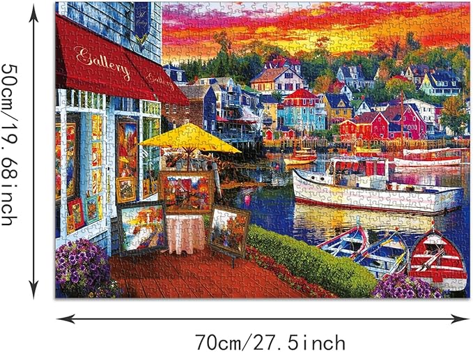 Puzzle for Adults 1000 Pieces,Sunset Harbor Ton Puzzle, Challening Impossible Difficult Hard Fun 1000 Pieces Jigsaw Puzzles for Adults