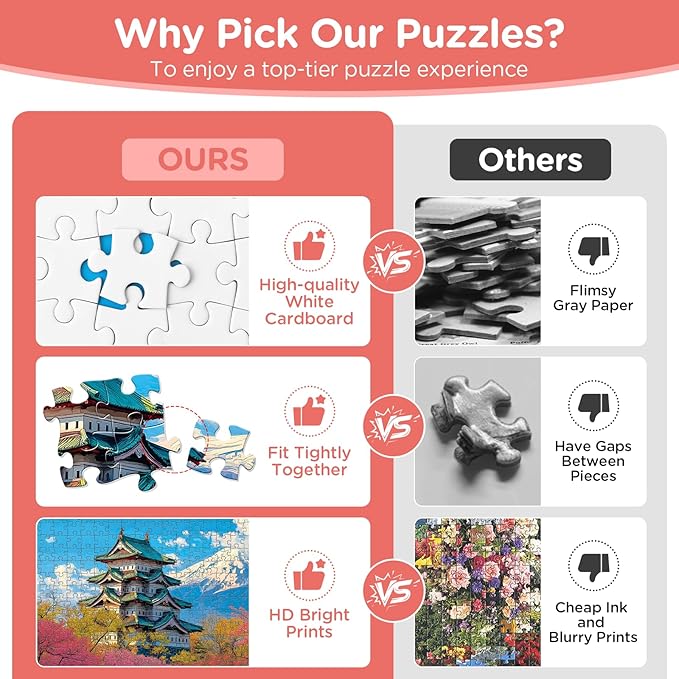 Puzzles for Adults 500 Pieces,Snow Mountain Jigsaw Puzzles 500 Pieces,Japanese Cherry Blossom 500 Piece Puzzles for Adults Funny Jigsaw Puzzle Family Activity Game Nights Gift Toy