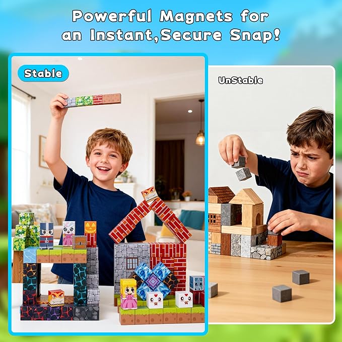 150 PCS Magnetic Building Blocks for Kids Magnet Build Cubes Toys Magnets STEM Montessori 0.8in Sensory Construction Game for Toddler Ages 3 4 5 6 7 8 9 10 Boys Girls Christmas Birthday Gifts