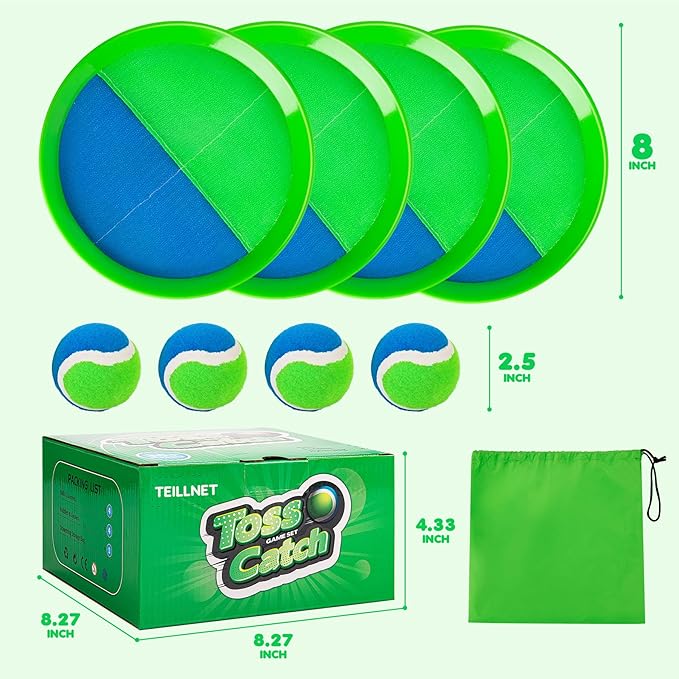Toss and Catch Ball Set Upgraded - Kids Toys Beach Toys Baseball Games - Sturdy & Water-Resistant Great for Outdoor Pool Yard Games - Classic Gift for Boys Girls 3 4 5 6 7 8 9 10 11 12+ Years Old