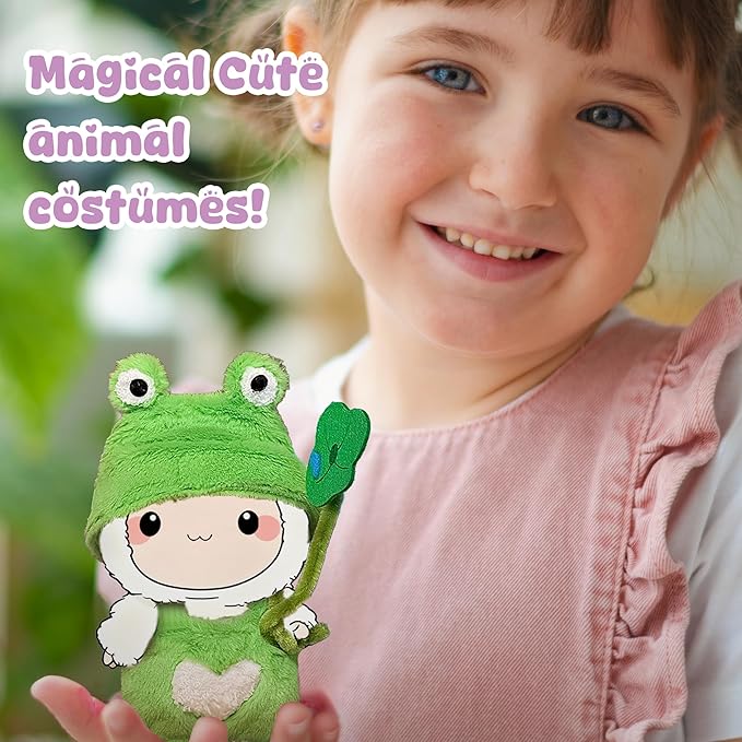 17cm Doll Clothes Set, Funny Frog Doll Outfit Includes Furry Frog Jumpsuit & Hat Cute Costume Animal Themed Accessories for 17cm Toy Figure