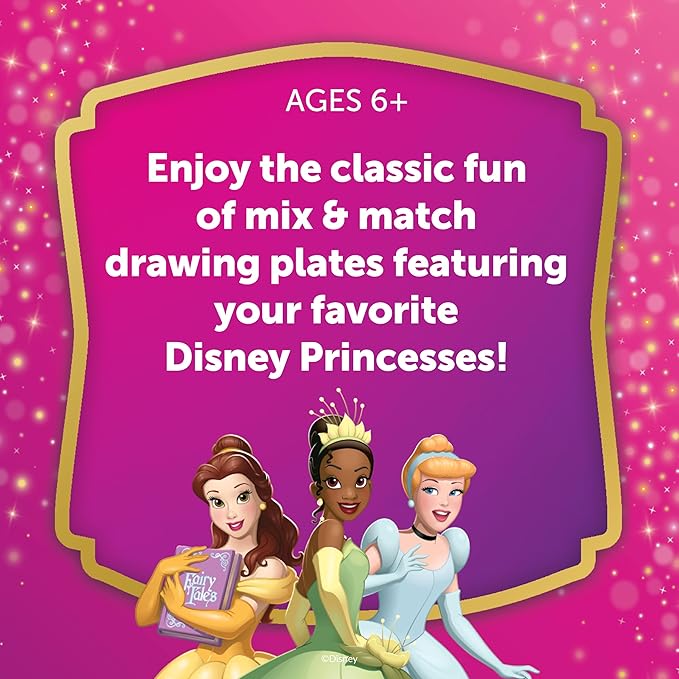 Fashion Plates Disney Princess – Mix-and-Match Drawing Kit, Arts and Crafts, Coloring, Art Supplies, Craft Supplies, Stencils, Crayons Included, Create Your Own Designs, Ages 6+