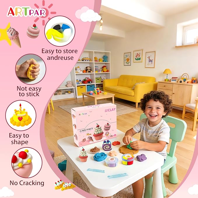 Air Dry Clay for Kids,Modeling Clay Kit,Model Magic Sculpting Set,Ultra Light & Soft, Safe Non-Sticky | 12 Box DIY Art and Crafts School Projects, Home Party Favors for Boys & Girls