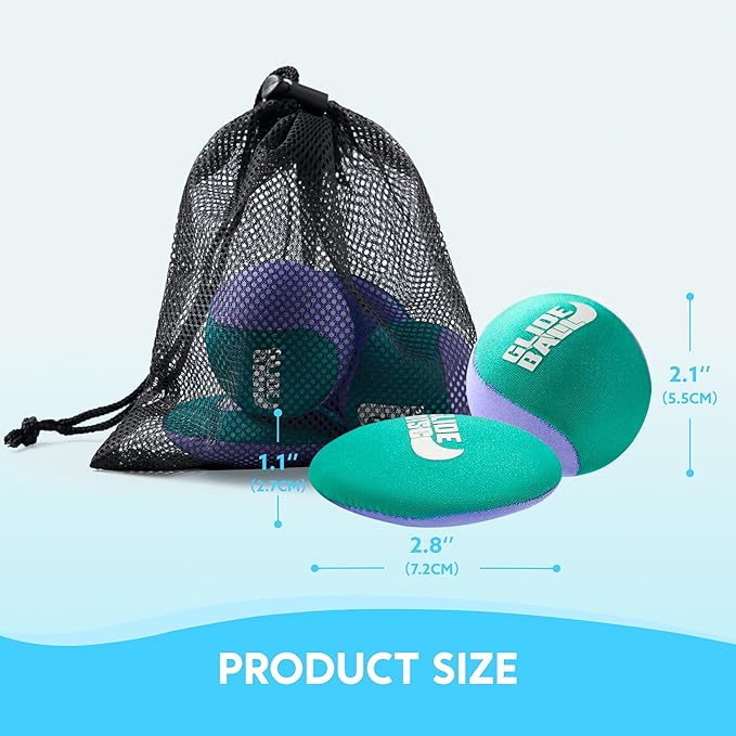 SYNCFUN 4 Pcs Skip Water Balls,Splash Water Bouncing Balls with Mesh Bag, Beach Toys for Kids, Pool Toys for Friends and Family, Fly Swimming Game Adults, Boys,Teens, Great for All Ages