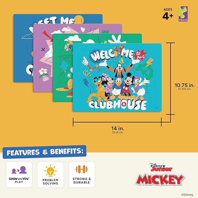 Disney Junior Mickey and Friends - CEACO Tray Puzzles 4 Pack - Made for Kids Ages 4+