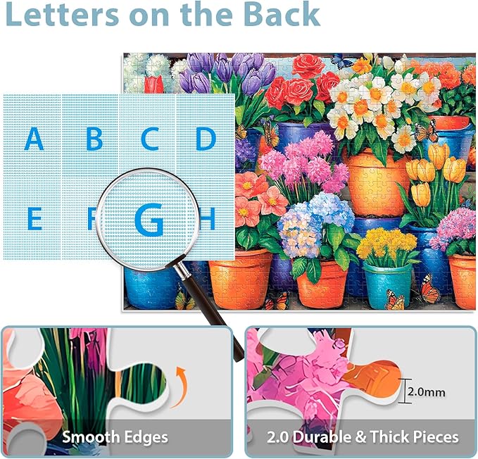 Puzzles 500 Pieces for Adults, Flower Butterfly Puzzles, Recycled Cardboar Jigsaw Puzzle 500 Pieces for Seniors, Challenging Puzzle Family Activity Great Gift for Friends, 20.5 X 15 inches