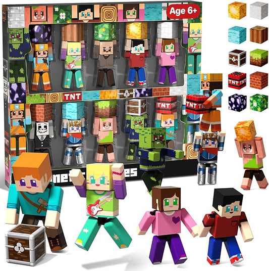 20Pcs Magnetic Action Figures Playset - Magnetic Building Blocks, Magnet Cubes and Rotatable Figures Character Toys for Kids,Easter Birthday Gift for 6+ Year Old Boys Girls (Patent Pending)