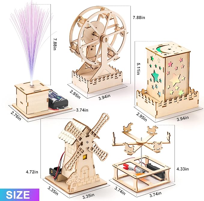 Yutin 5 Individual STEM Science Kits for Kids, Wood Arts and Craft Kits, STEM Toys for Boys Girls Age 8-12 8 10 12 13 14 Birthday Gift Idea, 3D Puzzles Building Engineering Model Set