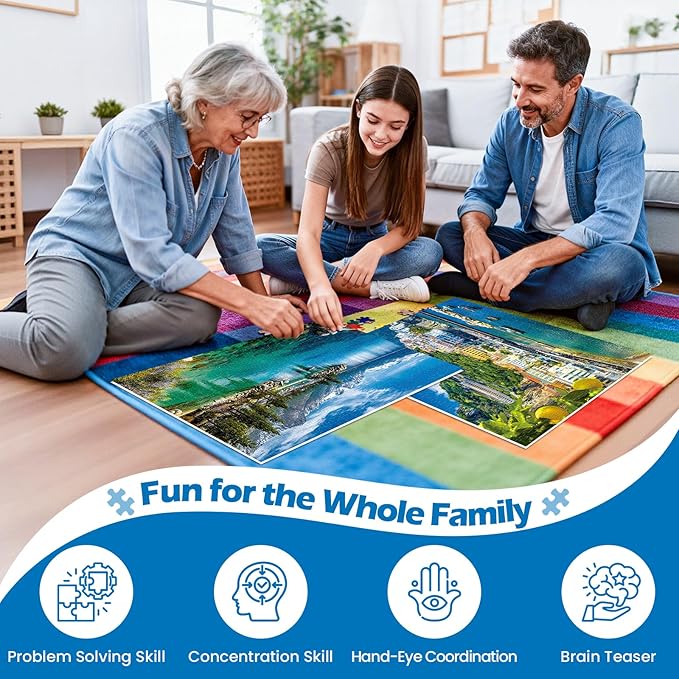 2 Pack 500 Pieces Puzzle for Adults, Summer Amalfi Coast Puzzle 500 Pieces for Adults Teens Seniors, Lake Tahoe Scenery Jigsaw Puzzle Challenging Puzzles for Family Activity Gift
