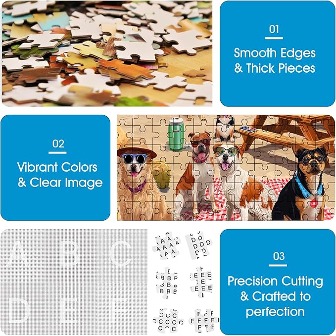 500 Piece Puzzle for Adults – Beach Dog Jigsaw Puzzle 500 Pieces for Adults – Interlock Perfectly Letter on Back No Dust, Home Decor Birthday Party Gift Toy for Men Women Elders Seniors