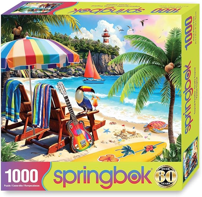Springbok Tropical Paradise 1000 Piece Jigsaw Puzzle for Adults - Relaxing Beach Scene - Unique Cut Pieces - Made in USA