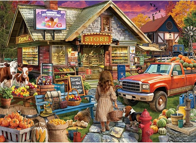 HUADADA Puzzles for Adults 1000 Pieces,Challenging Game Toys, Puzzles 1000 Pieces,Impossible Puzzle, Family Decoration Puzzle 1000-Countryside Supermarket
