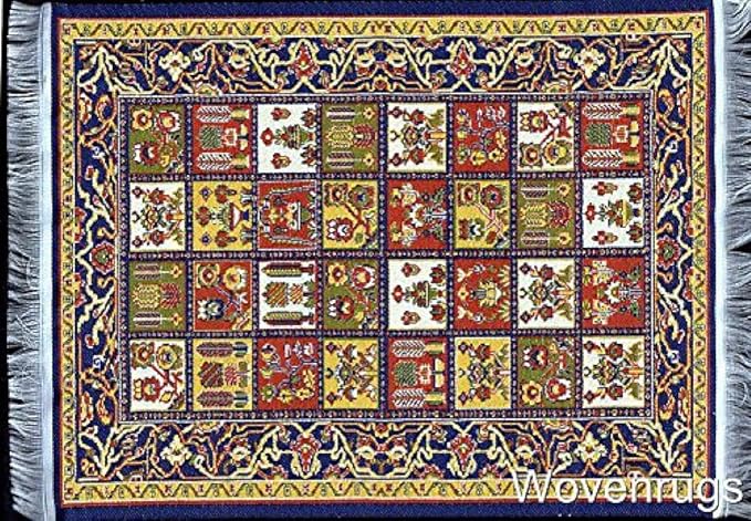 Set of 4 Dollhouse Area Rugs – Miniature Carpet Accessories for Doll Houses, 6 x 4 Inch Rectangular Floor Décor, Oriental Style