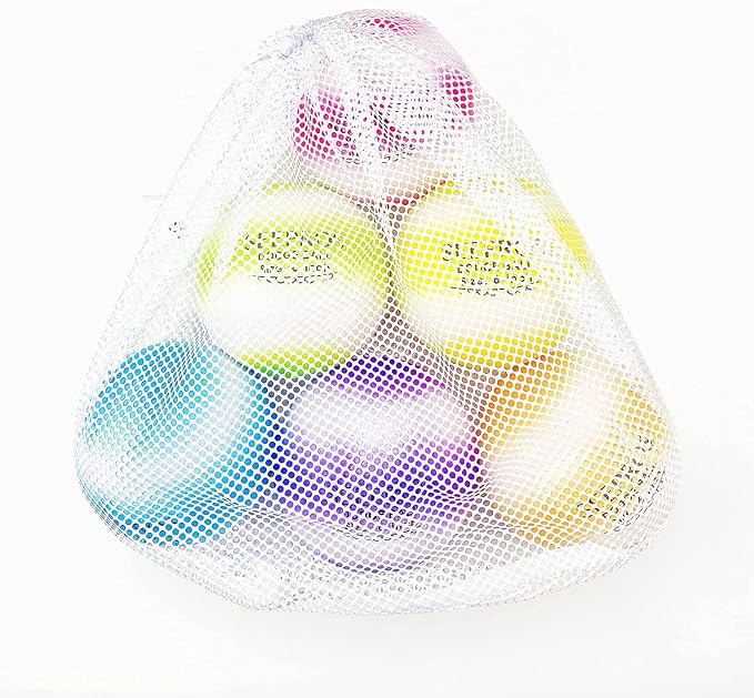Foam Dodgeball Set - Soft Skin, Low Bounce, Dream Rainbow Color, Perfect for Outdoor, Backyard Games - Set of 6 with Mesh Storage Bag for Kids and Adults Playground Balls