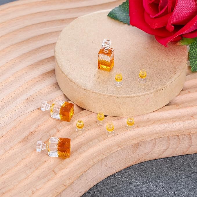 9 Pcs 1:12 Scale Bottle Dollhouse Accessories A Set of Mini Whiskey Wine Bottle Bar Model Exquisite Miniature Dollhouse Accessories Realistic Mini Whiskey Wine Decoration Doll House Decor