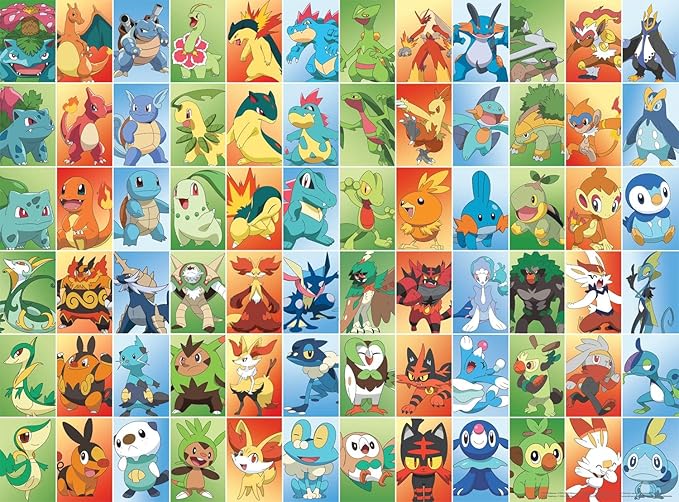 Buffalo Games - Pokémon - First Partners Squares - 1000 Piece Jigsaw Puzzle for Adults Challenging Puzzle Perfect for Game Nights - Finished Puzzle Size is 26.75 x 19.75