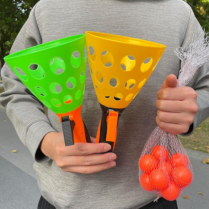 catch ball game for kids, Outdoor Indoor Games, Pop and Catch Ball Family Games with 2 Launcher Baskets and 12 Balls, Summer Beach Yard Sport Birthday Party Gifts Toys Ages 4 5 6 8 12+ Years Old