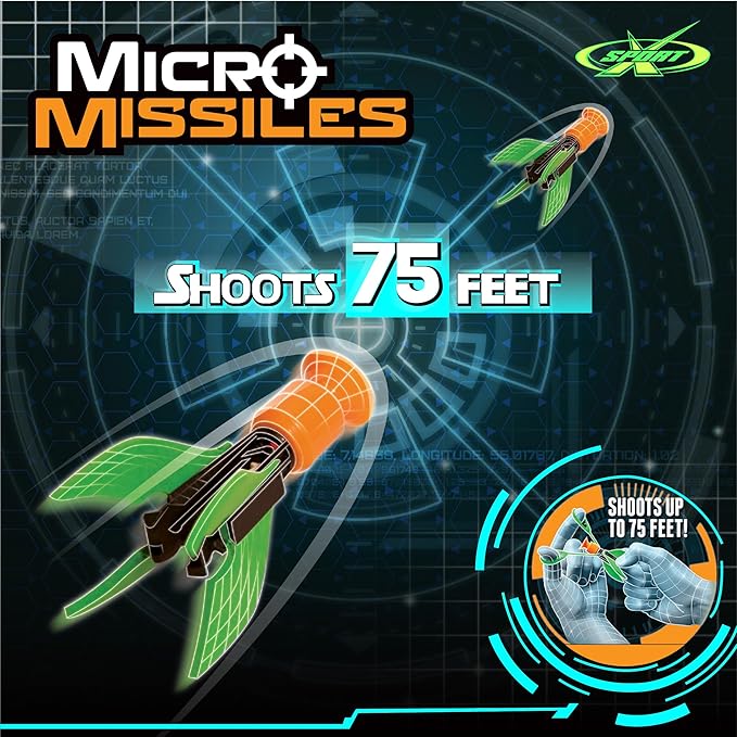Amazing Toyz Micro Missile Rocket Launcher Toy Slingshot for Kids Adults Soft Rubber Suction Cup Sticky to Target 3 Inches Indoors Battle Sport Game Set