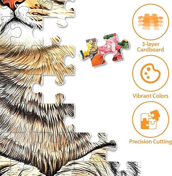 Puzzles for Adults 500 Pieces,Cute Cats Puzzle for Adults,Flower & Kittens Jigsaw Puzzles,Recyclable Cardboard Puzzles for Seniors Teen,Puzzle for Family Game Nights, 20.5x15 in