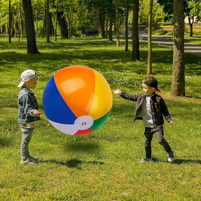 AMOR PRESENT Giant Inflatable Beach Balls, Inflatable Pool Balls for Swimming Parties, Outdoor Fun, Beach Party and Games (42 Inches Before Inflated, 30 Inches After Inflated)