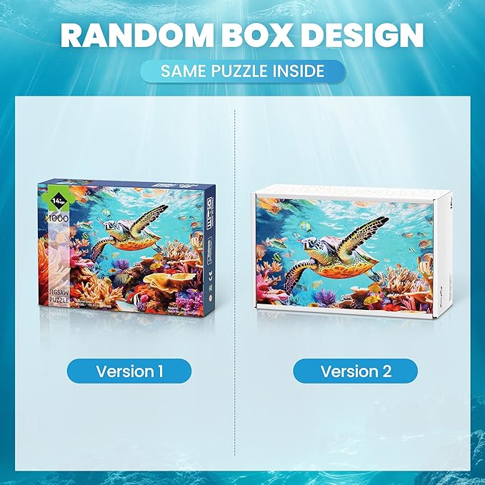 takfot Puzzles for Adults 1000 Pieces - Ocean Beach Sea Turtle Coral - 1000 Piece Puzzles with Letters on Back - Jigsaw Puzzles 1000 Pieces for Fun Game Nights - 27.6" L X 20.5" W, 1:1 Poster