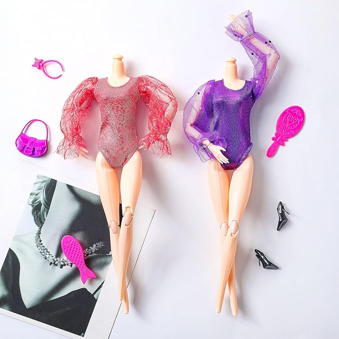 Bencailor 6 Pcs Doll Clothes for 11.8 Inch Doll Clothing Outfit Accessories Winter Coat Tops Swimwear T Shirt Dress Outfit Birthday Gift(Vivid Style,Neon Color)