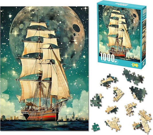 1000 Piece Sailboat Jigsaw Puzzles for Adults,Fun Personalized Puzzles DIY Arts Craft for Home Wall Decor Birthday Gifts Decompression Toy