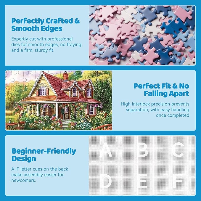 300 Piece Jigsaw Puzzle for Adults, Spring Floral Countryside Jigsaw Puzzle, Challenging Puzzles for Friends Family Activity Game Nights Gifts, 20.5x15 in