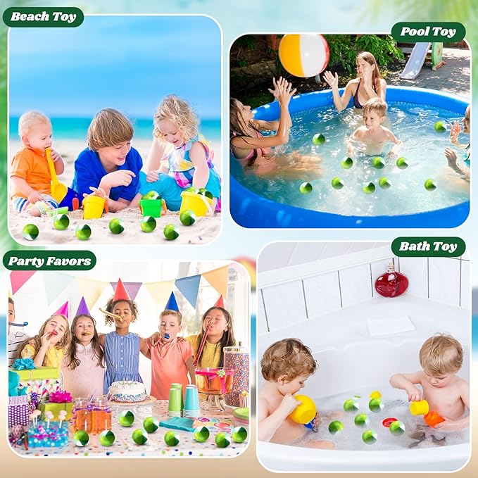 Jerify 24 Pcs Mini Beach Stress Balls 2.5 Inch Foam PU Relief Stress Mini Rainbow Blow up Beach Balls Toys for Girls Boys Birthday Hawaiian Party Favors Summer Pool Games(Gradient Green)