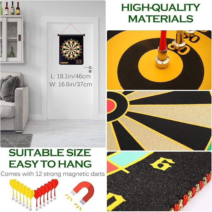 Magnetic Dart Board for Kids, Fun Toys Gifts for Boys 8 9 10 11 12 13 14 Years Old Teen Birthday Easter Valentine Christmas Stocking Stuffers Indoor Room Games, Magnet Dartboard Sets Double Sided