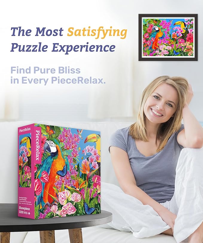 PieceRelax Plastic Jigsaw Puzzles for Adults 1200 Pieces - Veronique Oodian - Tropical Paradise Most Satisfying Table Games and Gifts No Puzzle Mat Required [H3569]