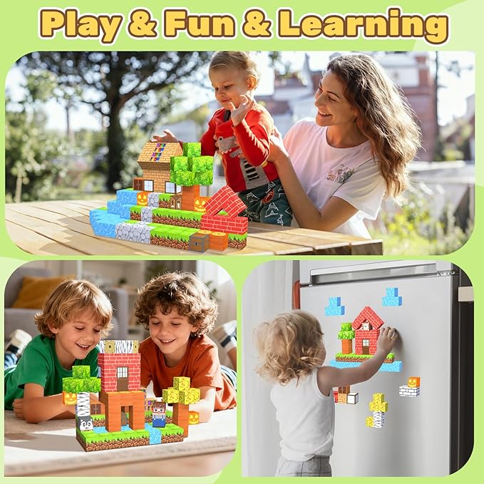 150PCS Magnetic Blocks,Magnetic Building Blocks,Magnet Blocks 3D Building Set for Kids Toddlers Boys,STEM Sensory Educational Stacking Christmas Toys Gifts for 3 4 5 6 7 8 9+ Year Old