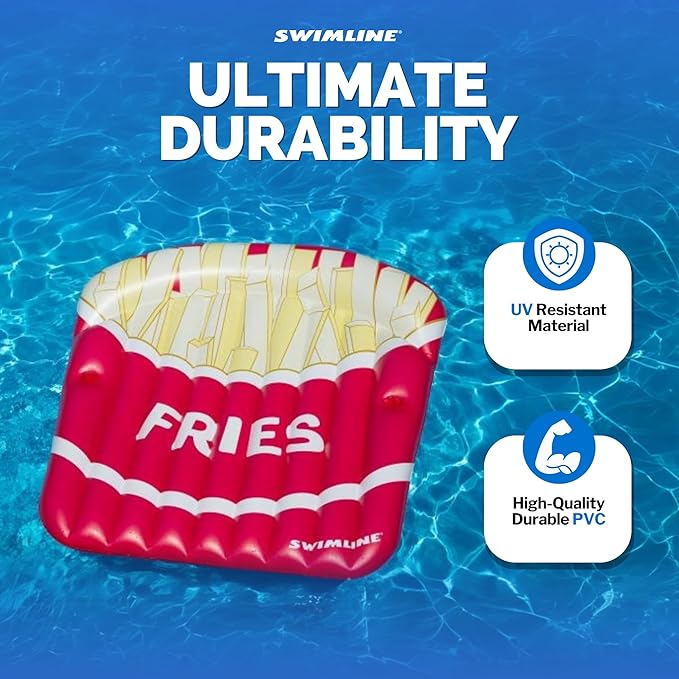 SWIMLINE ORIGINAL French Fries Pool Float – Durable Vinyl Lounger for Adults & Teens – Fun Pool Float for Lake, Beach, or Backyard – Easy to Inflate and Store