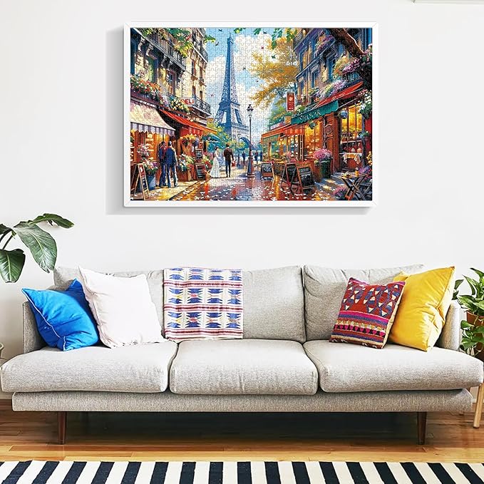1000 Pieces Puzzle for Adults - Charming Paris Puzzle for Adults Children - Recycled Paper Jigsaw Puzzle 1000 Pieces - Fun and Challenging Family Game Great Gift Idea, Finished Size is 28 * 20 in