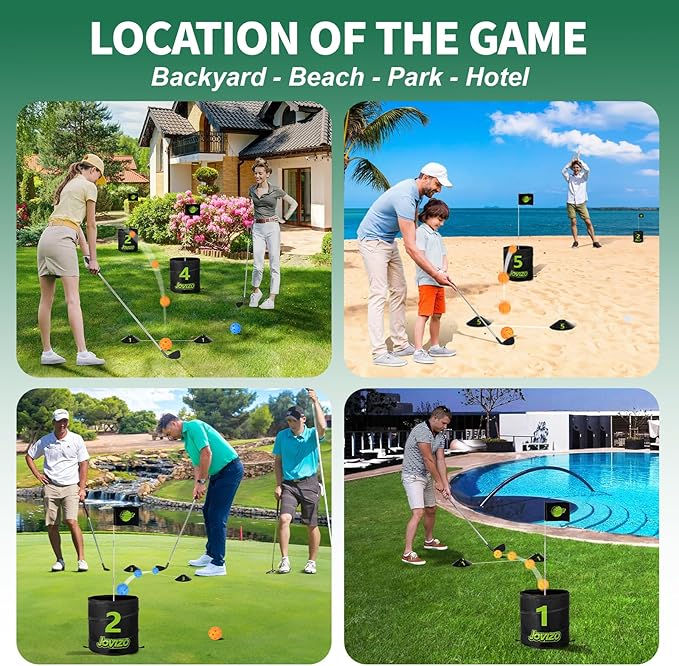 Backyard Golf Game Set, 6 Hole Portable Golf Yard Game with Flags, Balls, Club and Scoreboard, Outdoor & Indoor Lawn Practice Game for Family and Friends