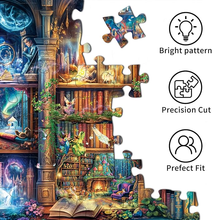 Jigsaw Puzzles for Adults 1000 Pieces, Interlock Perfectly No Dust, Impossible Difficult Hard Fun 1000 Piece Jigsaw Puzzles for Adults-1:1 Poster-Enchanted Library