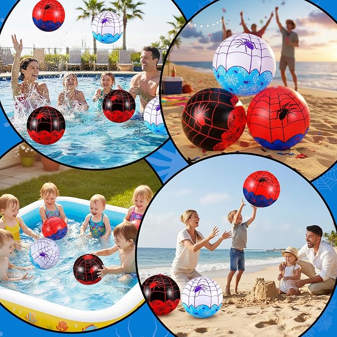12 Pcs Spider Web Beach Ball 7.87 Inch Inflatable Pool Toys mini Beach Ball Bulk for Summer Swimming Pool Party Favors Water Games