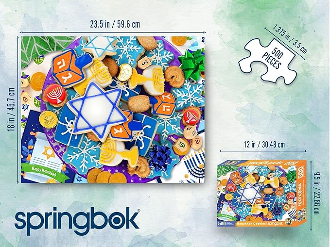 Springbok Hanukkah Cookies 500 Piece Jigsaw Puzzle for Adults and Family - Unique Cut Pieces - Made in USA